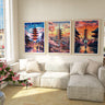 Poster di Kyoto, stampa di fiori di ciliegio rosa, 3 pezzi di arte murale stampabile, set di 3 poster di viaggio, set colorato giapponese, poster retrò estetico