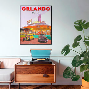 Orlando Printable Poster, Florida Theme Park Gift, Mel's Drive-In, Vintage Diner Wall Art, USA Travel Print, Retro 70s Download