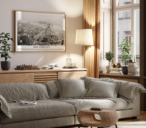 New York Landscape Vintage Poster, Brooklyn Bridge, Manhattan Bridge, Black And White Photography, NYC Gift, Old Historical Photo,