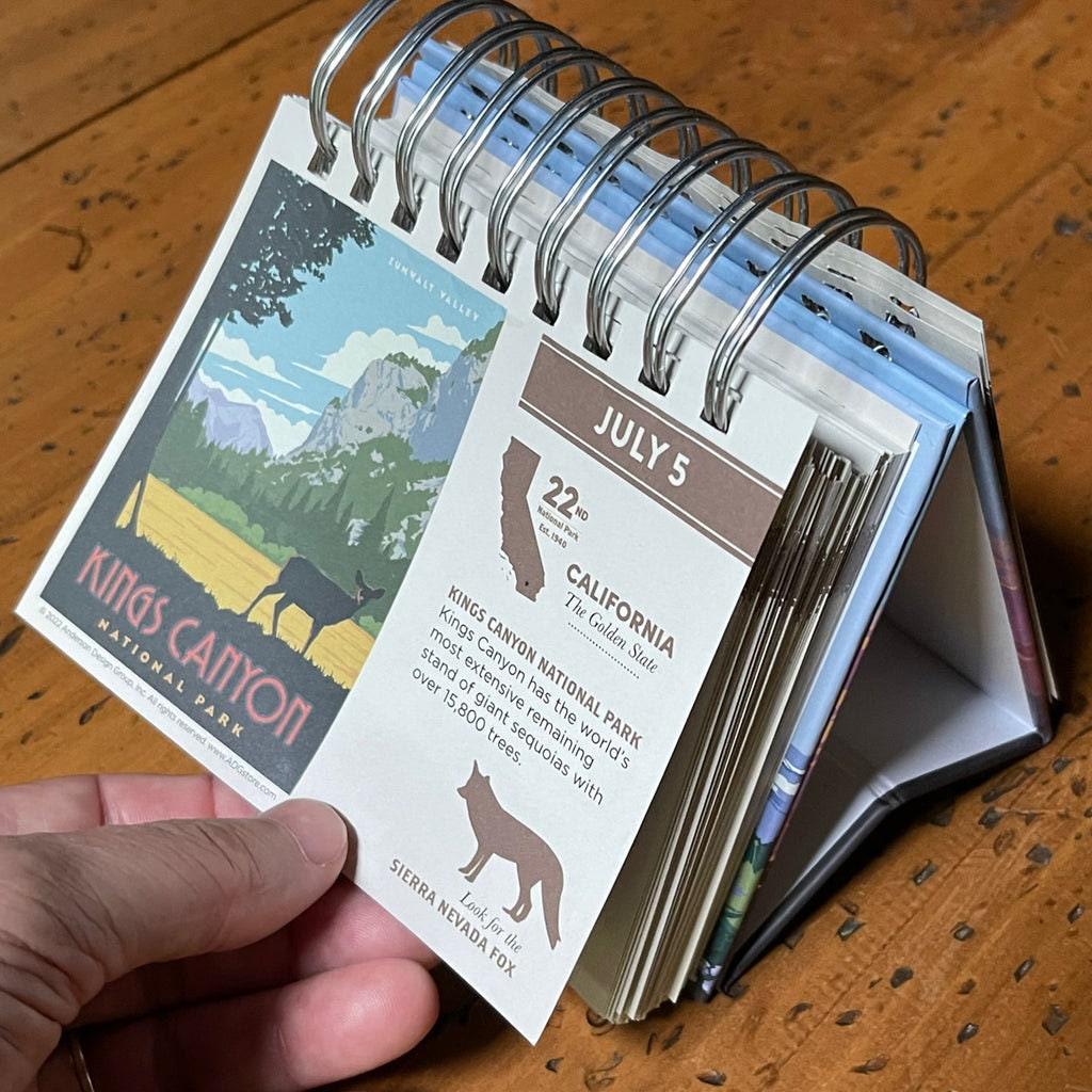 National Parks Perpetual Calendar, 365 Day Desk Calendar, Mini Decor Quotes, Learning Nature Art, Curiosity Artwork, Fun Fact - 2025 Planner